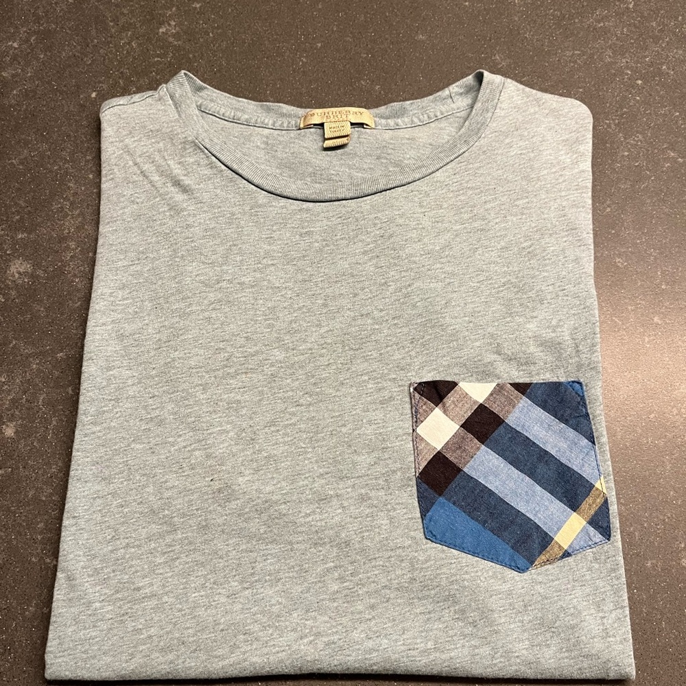 Men’s Burberry T-Shirt with Check Pocket